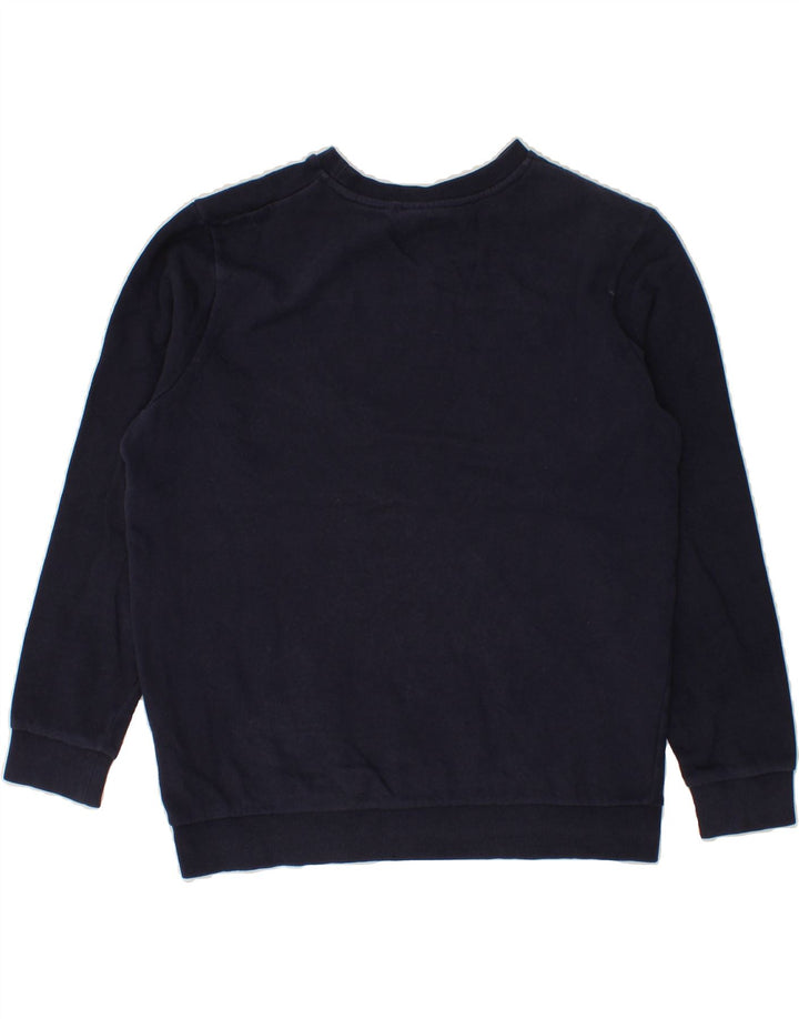 FILA Mens Graphic Sweatshirt Jumper Small Navy Blue Colourblock Cotton Vintage Fila and Second-Hand Fila from Messina Hembry 