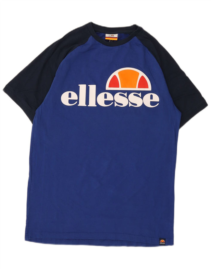 Ellesse Herren-T-Shirt mit Grafik, Größe S, Blau, Colourblock-Baumwolle
