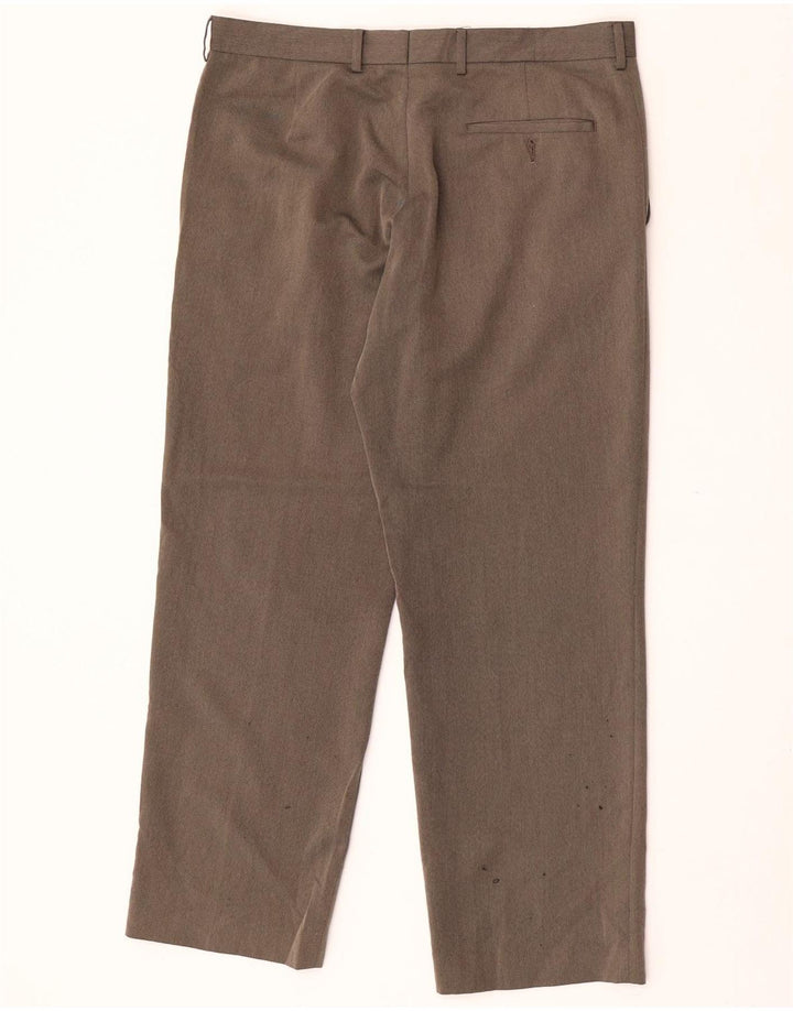 Gerade Herren-Anzughose von Marks & Spencer, W34, L29, braunes Fischgrätenmuster