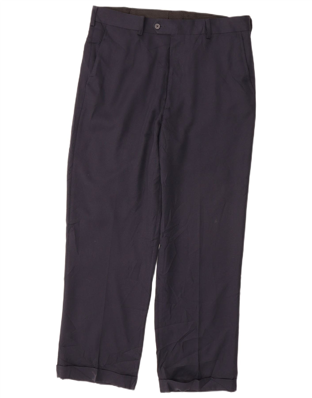 IZOD Mens Straight Suit Trousers W34 L32 Navy Blue Polyester