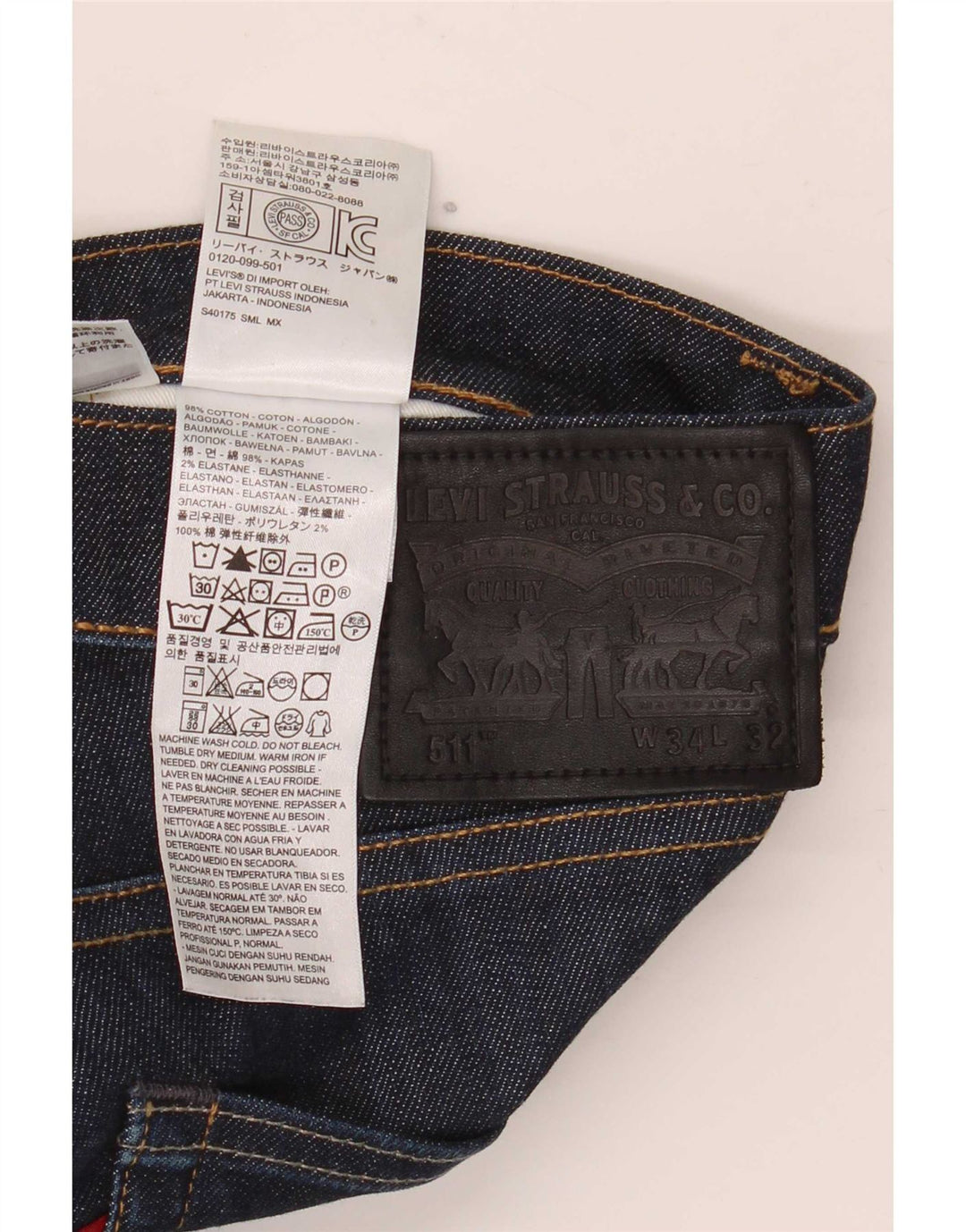 Levi's Herren 511 Slim Jeans W34 L32 Marineblaue Baumwolle