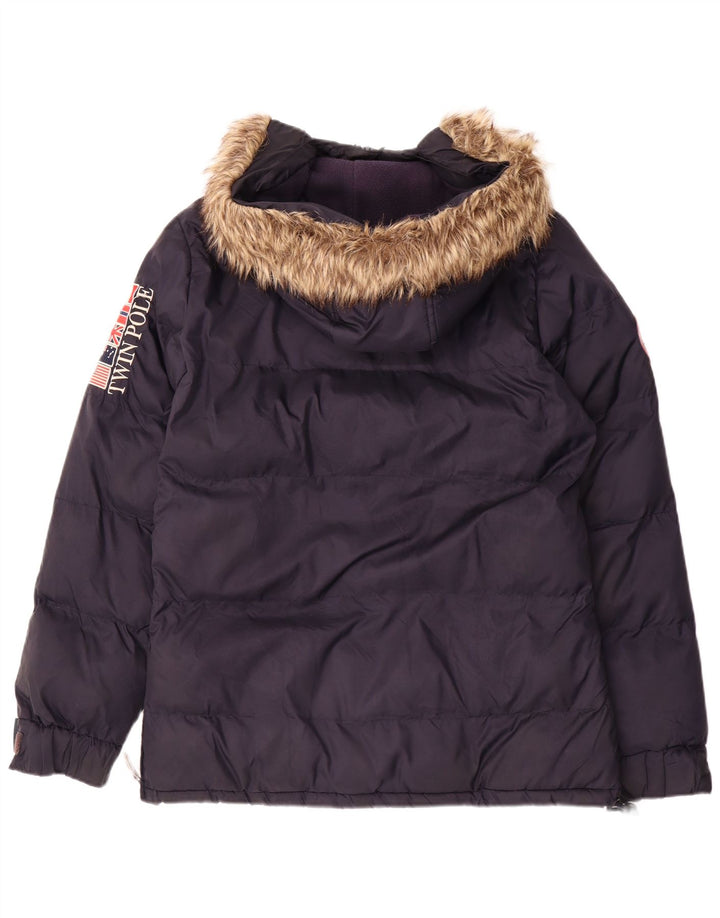 Norwegen Herren-Anorak mit Kapuze, gepolstert, Größe 36, Marineblau, Polyester