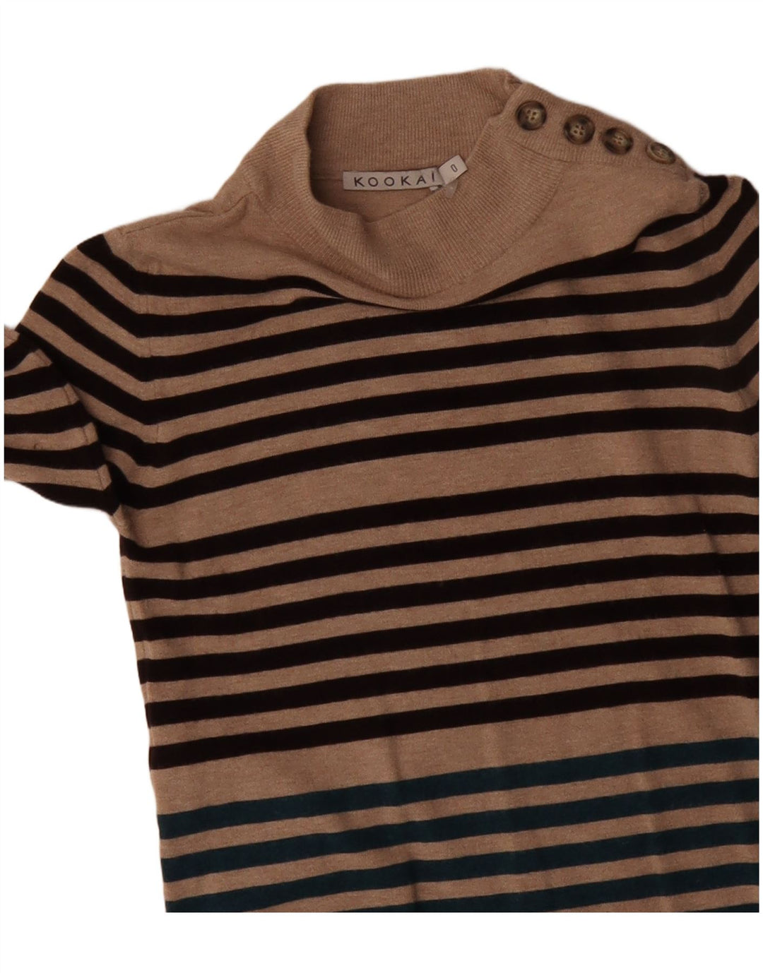 KOOKAI Damen Langarm-Pulloverkleid US 0 XS Beige gestreift