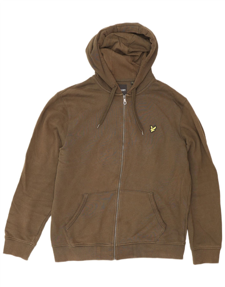 Lyle & Scott Herren-Kapuzenpullover mit normaler Passform und Reißverschluss, groß, braune Baumwolle