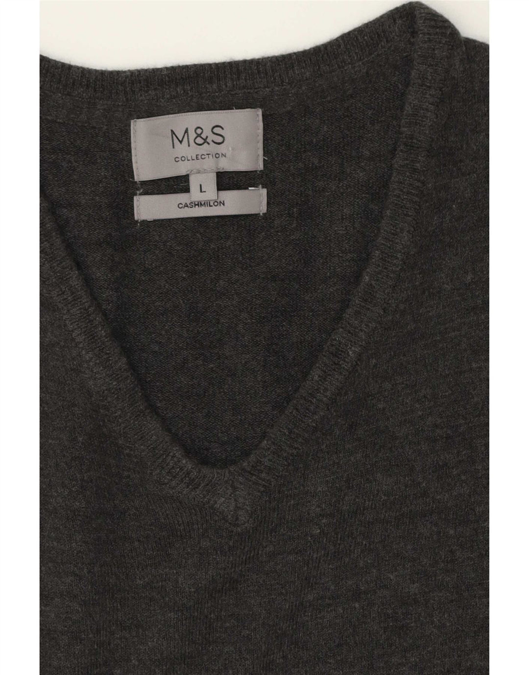 Marks & Spencer Herren-Pullover mit V-Ausschnitt, groß, grauer Kaschmir