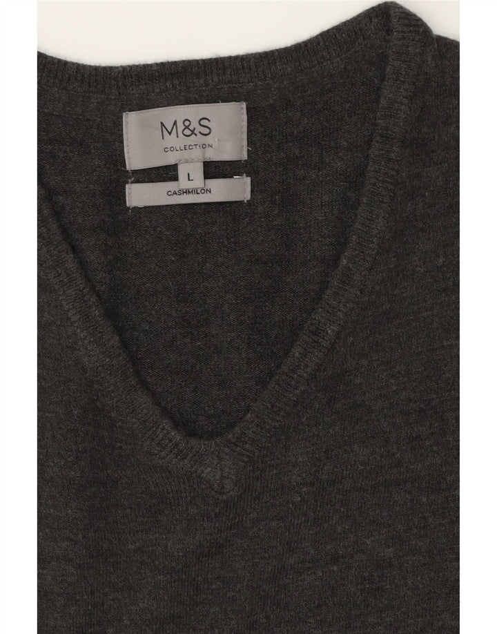 Marks & Spencer Herren-Pullover mit V-Ausschnitt, groß, grauer Kaschmir