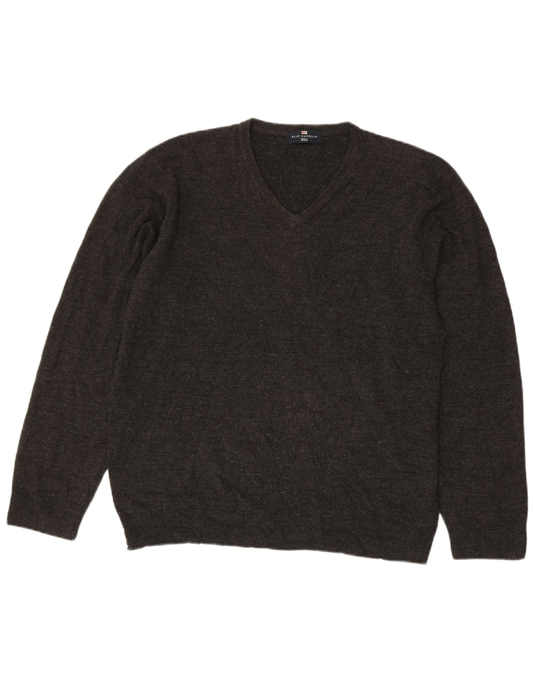 Marks & Spencer Herren Blue Harbor V-Ausschnitt Pullover Pullover Large Grau Acryl