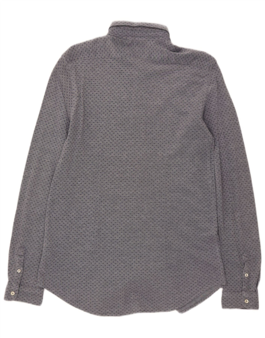 ZARA Mens Slim Fit Shirt Large Blue Spotted Cotton