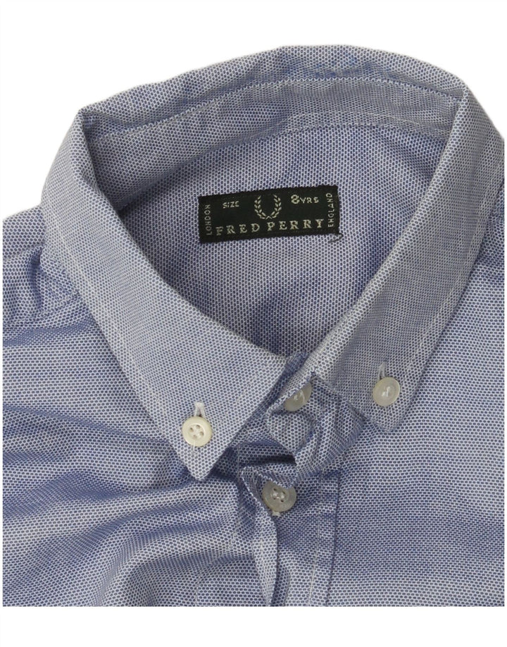 FRED PERRY Boys Shirt 7-8 Years  Blue Spotted