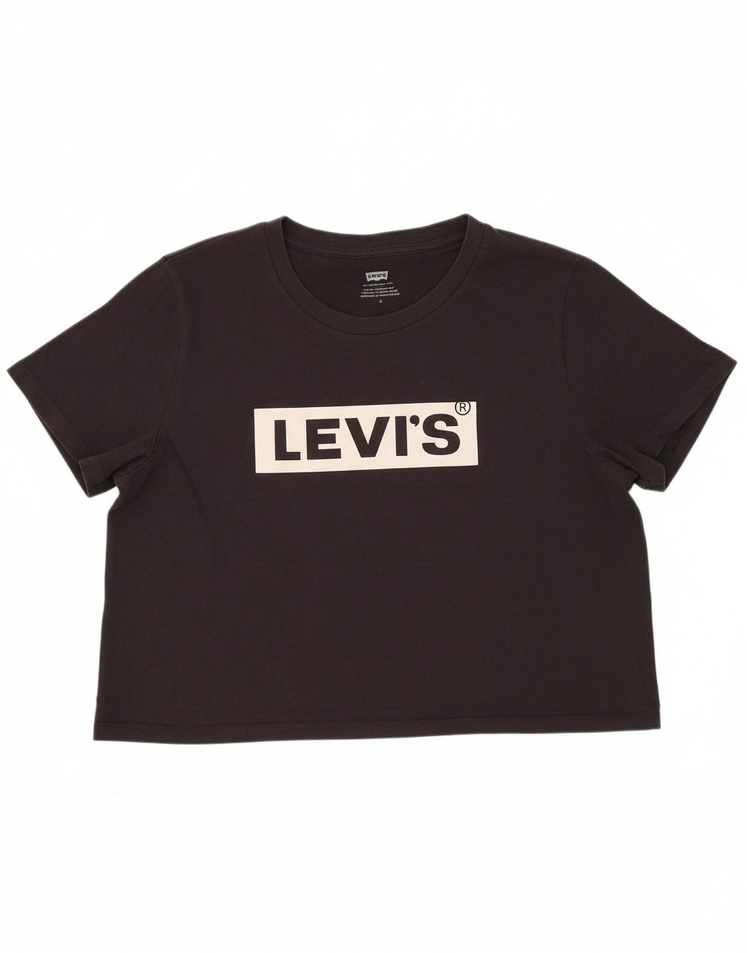 LEVI'S Womens Crop Graphic T-Shirt Top UK 14 Medium Black Cotton