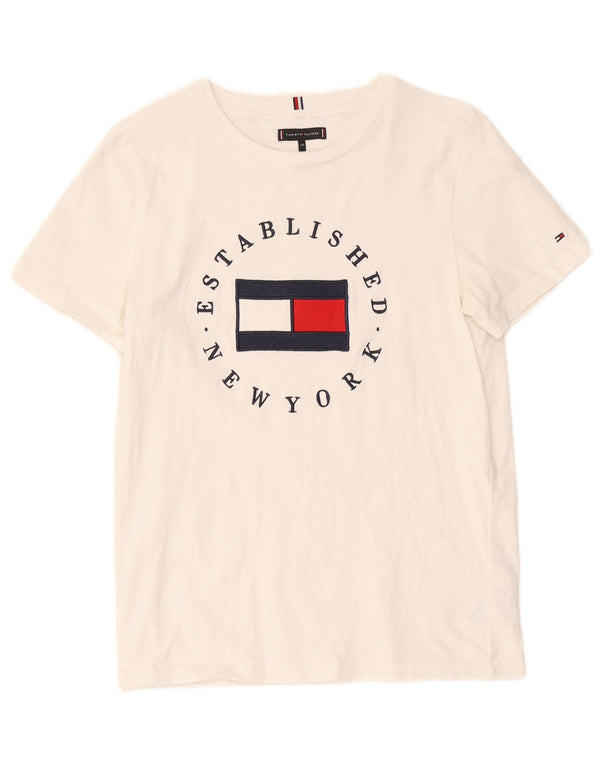 Tommy Hilfiger Jungen-T-Shirt mit Grafik, 15–16 Jahre, weiße Baumwolle