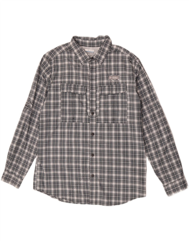 Columbia Herren-Hemd, groß, grau kariert, Nylon