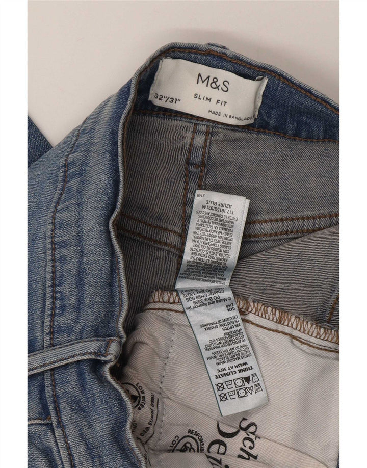 Marks & Spencer Herren Slim Jeans W32 L31 Blaue Baumwolle