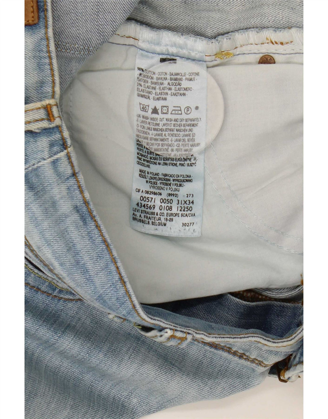 Levi's Damen 571 Slim Jeans W31 L34 Blaue Baumwolle
