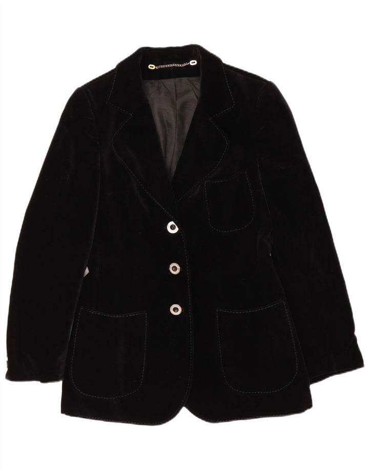 Your Sixth Sense Damen-Blazerjacke aus Samt mit 3 Knöpfen, EU 36, Größe S, Schwarz