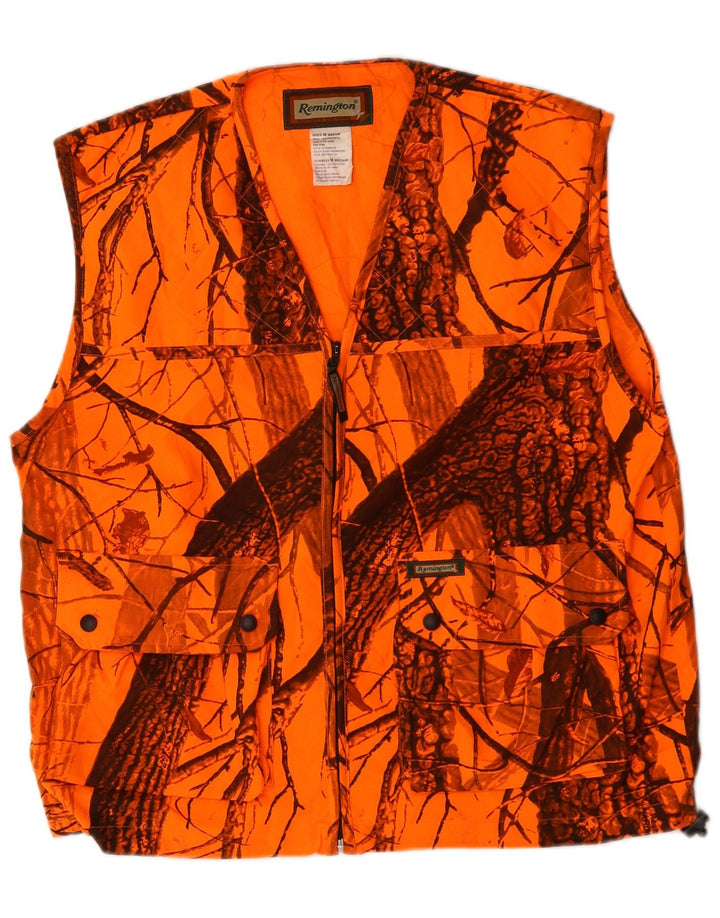 Vintage Herren Utility Gilet UK 38 Medium Orange Camouflage Polyester