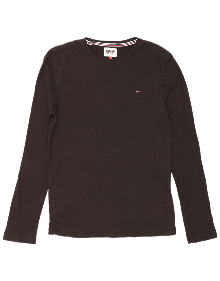TOMMY HILFIGER Womens Top Long Sleeve UK 14 Medium Black Cotton