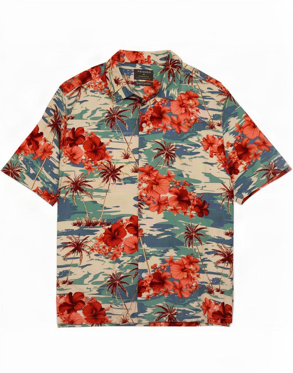 Primark Herren-Kurzarmhemd XL, mehrfarbig, Blumenmuster, hawaiianisch