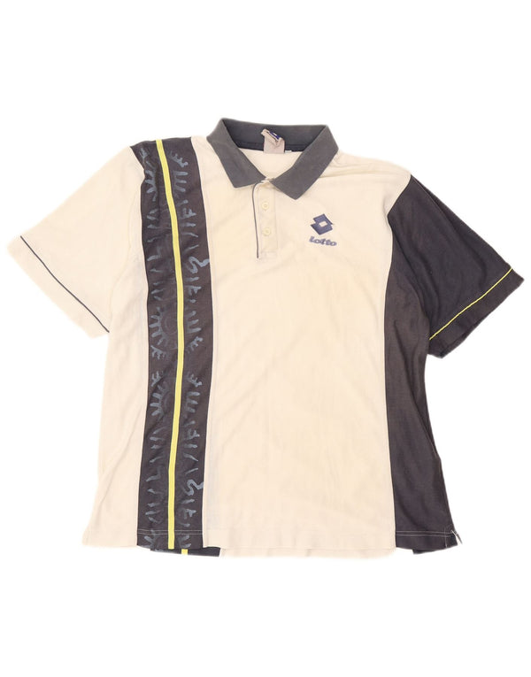 LOTTO Rugby-Poloshirt für Herren, UK 40/42, groß, weißes Colourblock-Polyester