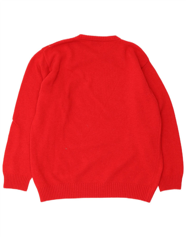 Sergio Tacchini Herren-Pullover mit Rundhalsausschnitt, mittelrote Wolle