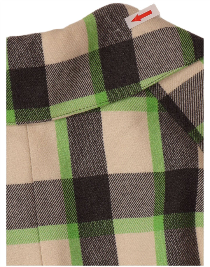Vintage Damen Mantel UK 12 Medium Mehrfarbig kariert Schurwolle