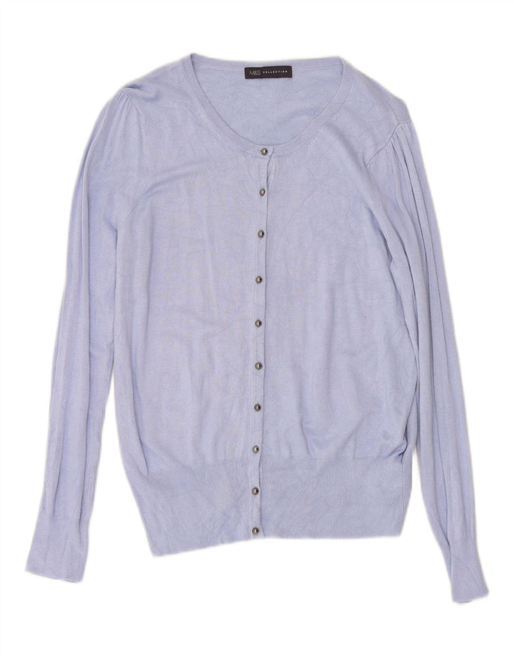 MARKS & SPENCER Womens Cardigan Sweater UK 16 Large Blue Viscose Vintage Marks & Spencer and Second-Hand Marks & Spencer from Messina Hembry 