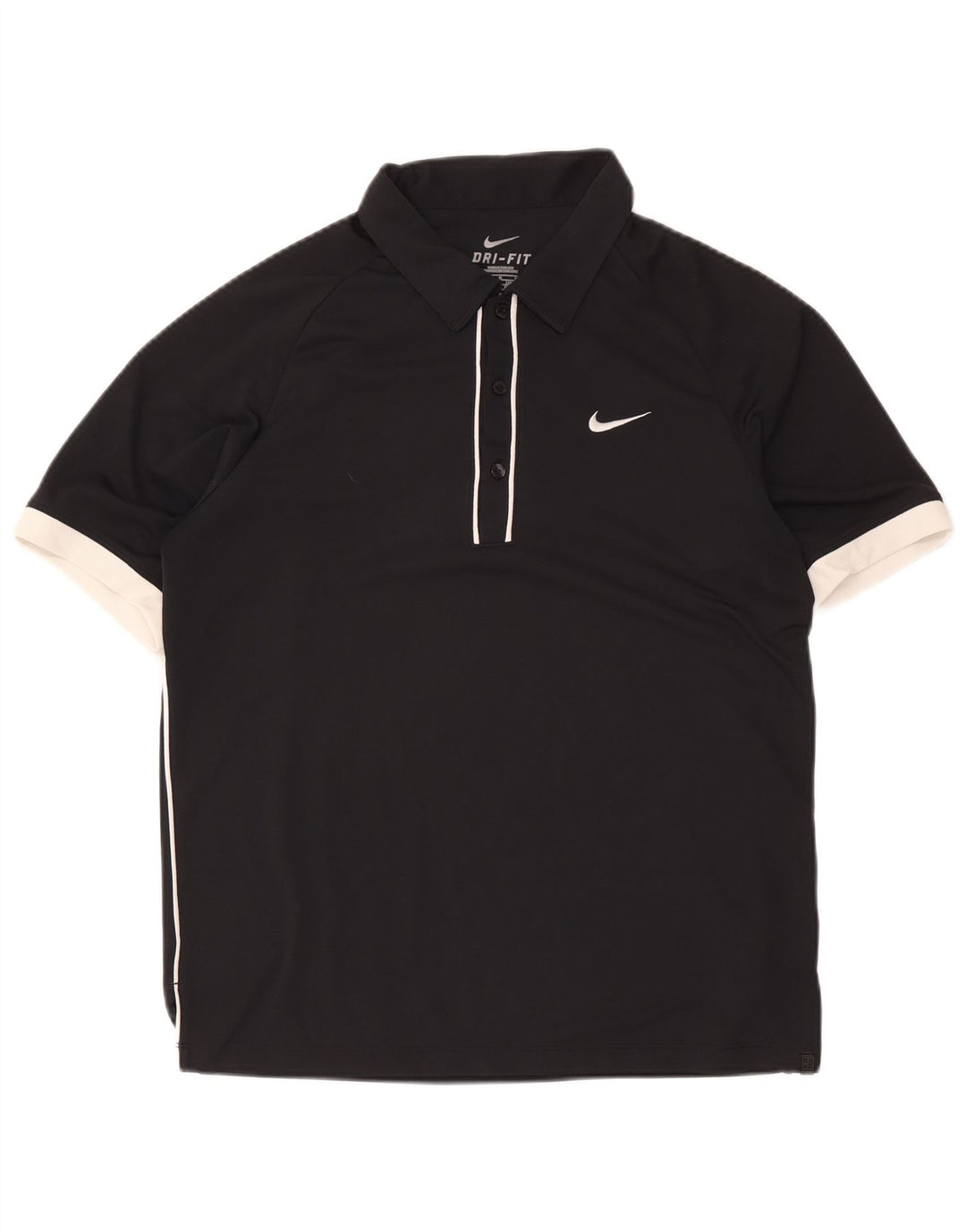 Nike Herren Dri Fit Poloshirt UK 38/40 Mittelschwarzes Colourblock-Polyester