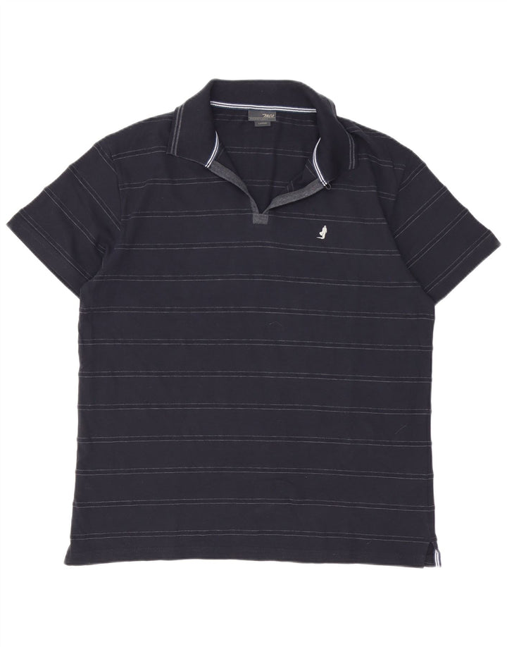 Marlboro Classics Herren-Poloshirt, groß, marineblau, gestreift, Baumwolle