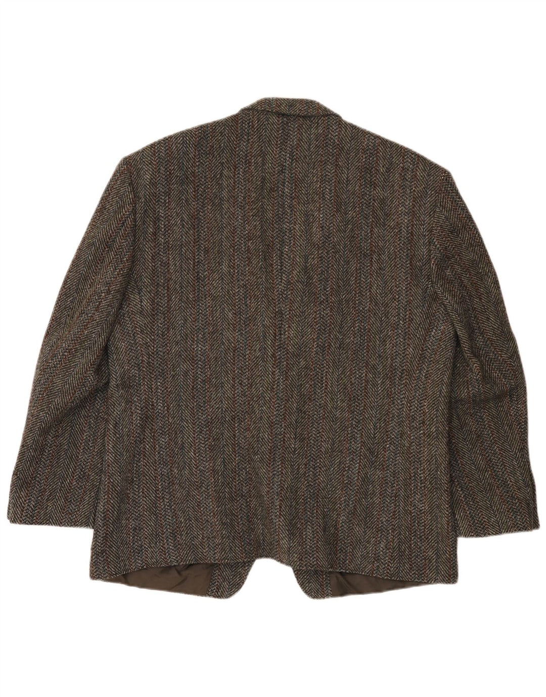 Harris Tweed Herren-Blazer mit 2 Knöpfen, UK 40, großes braunes Fischgrätenmuster