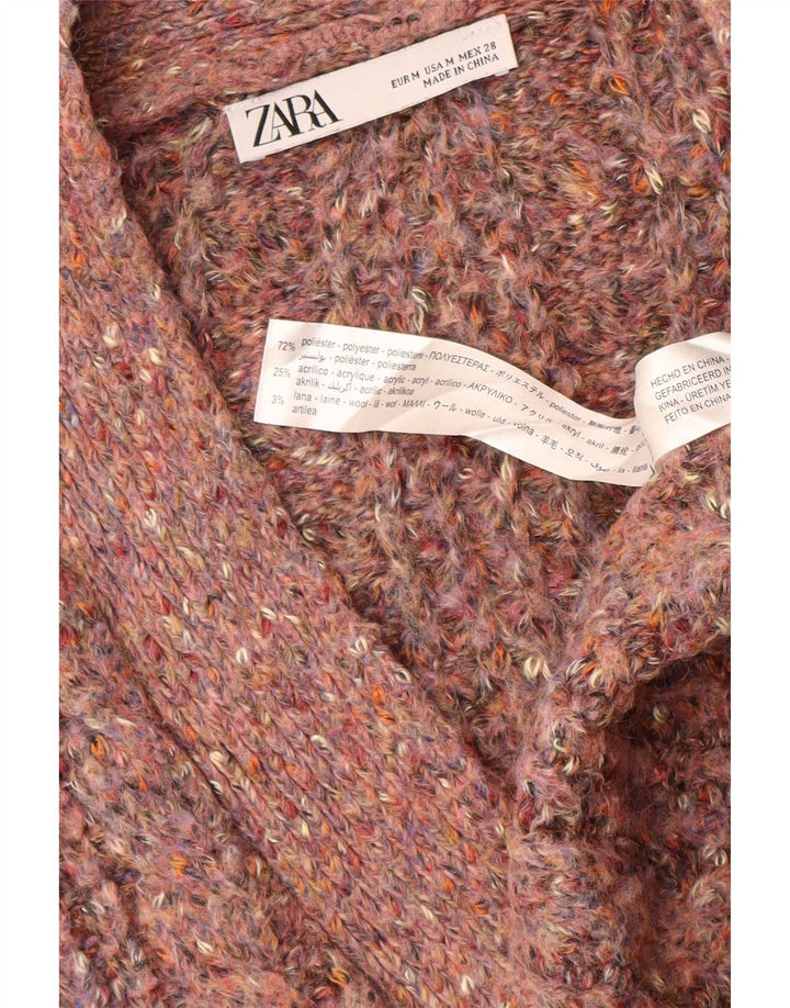 Zara Damen-Strickjacke in Übergröße, Gr. 14, mittelrosa geflecktes Polyester