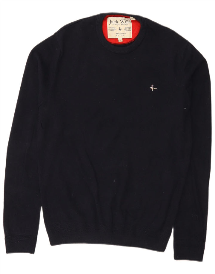 Jack Wills Herren-Pullover mit Rundhalsausschnitt, Größe S, marineblaue Baumwolle