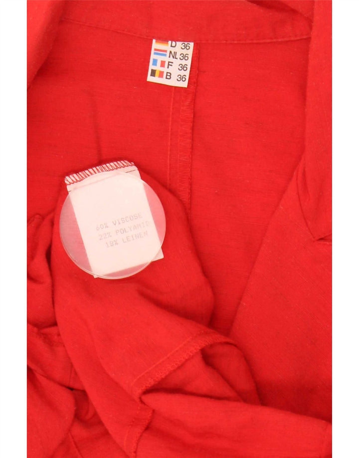 Vintage Damen Kurzarm Zweireiher Blazer Jacke EU 36 Klein Rot