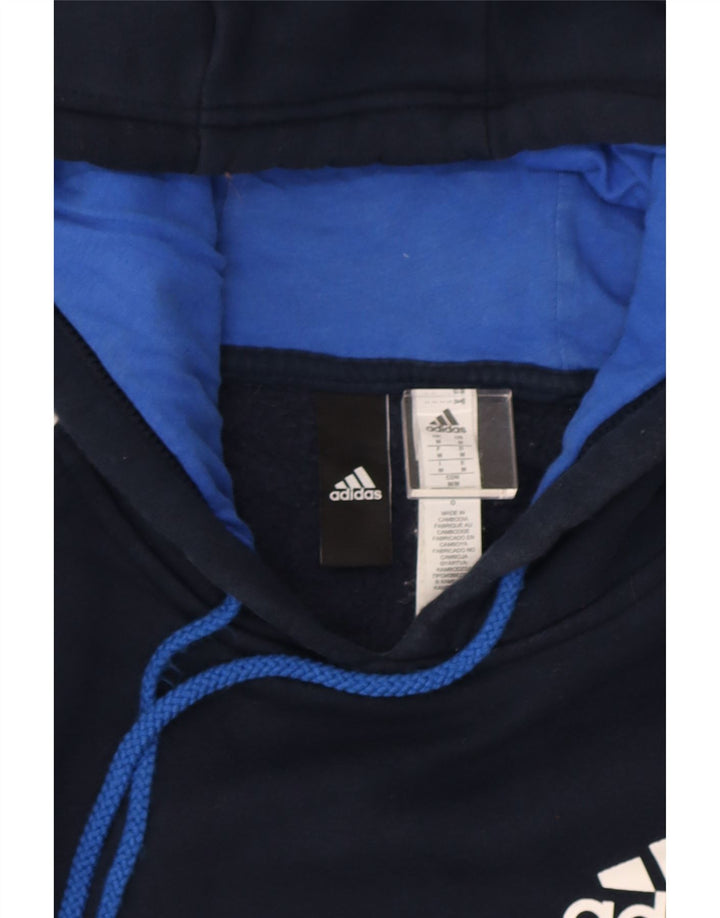 Adidas Herren Kapuzenpullover aus mittelblauer, marineblauer Baumwolle