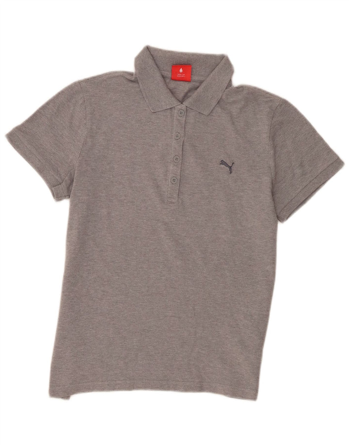 Puma Damen Poloshirt UK 14 Mittelgraue Baumwolle
