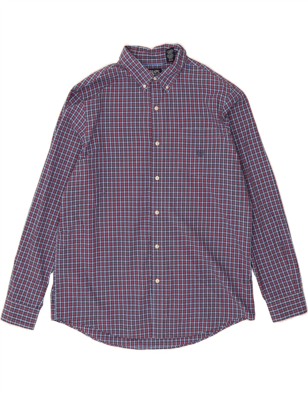 CHAPS Mens Big & Tall Shirt XL Blue Check Cotton Vintage Chaps and Second-Hand Chaps from Messina Hembry 
