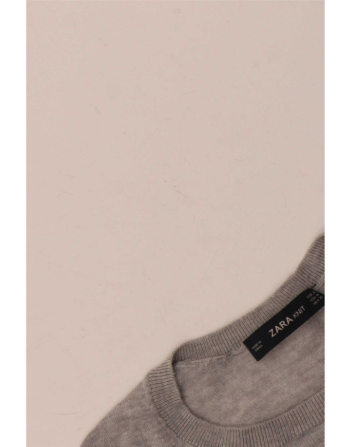 Zara Damen-Pullover mit Rundhalsausschnitt, Gr. 14, Mittelgrau