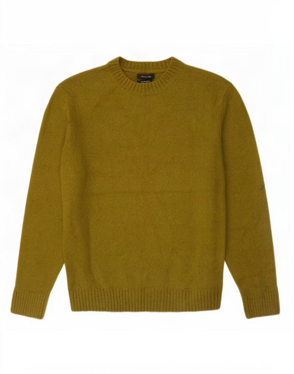 Massimo Dutti Womens Crew Neck Jumper Sweater UK 14 Large Green Cotton