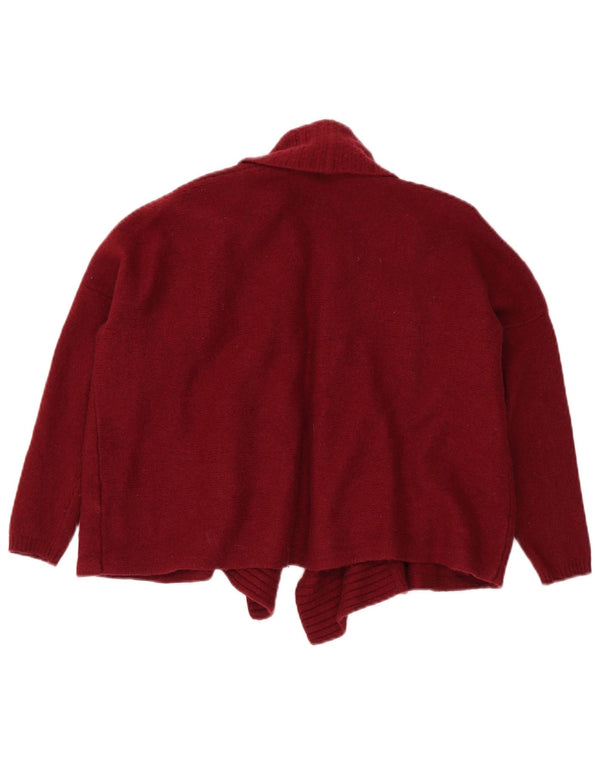 Massimo Dutti Damen Crop 3/4-Ärmel-Cardigan-Pullover UK 14 Mittleres Burgunderrot