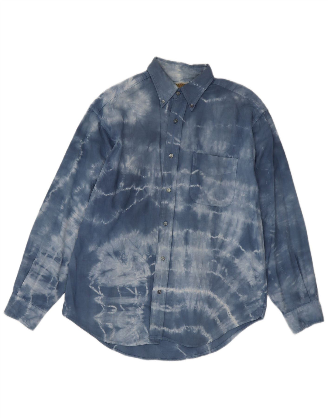 Vintage Herrenhemd Kleine blaue Batik-Baumwolle