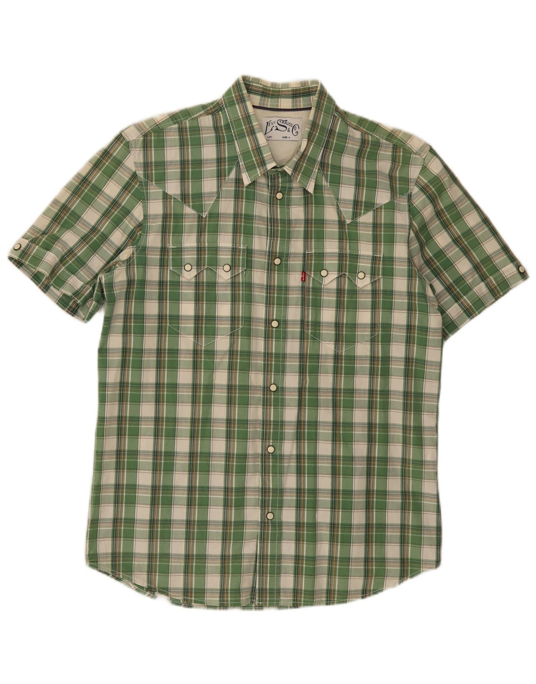 Levi's Herren-Kurzarmhemd mit Grafik, groß, grün kariert, Baumwolle