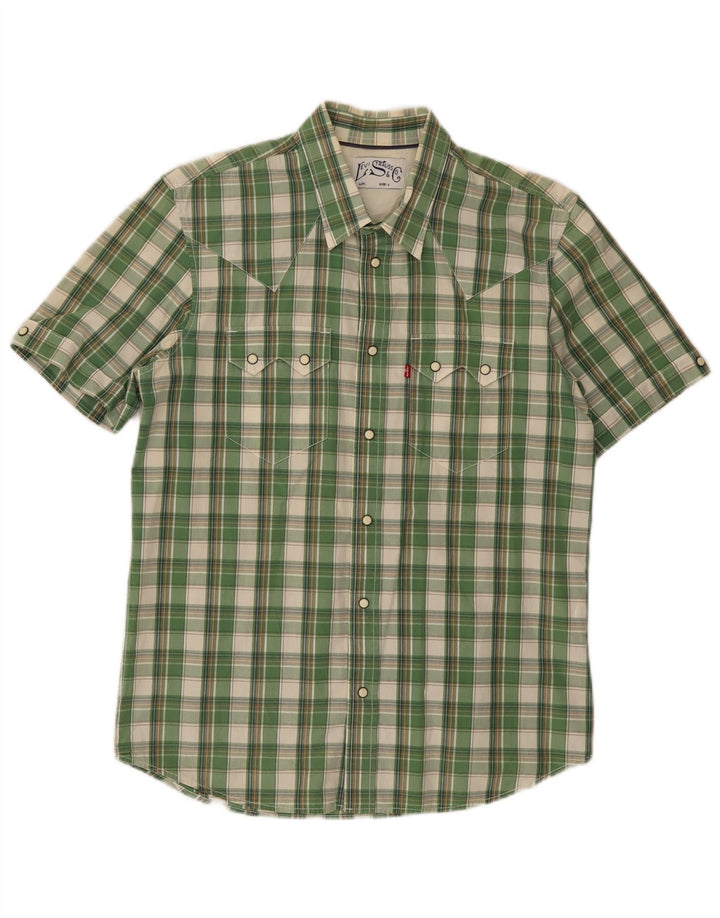 Levi's Herren-Kurzarmhemd mit Grafik, groß, grün kariert, Baumwolle