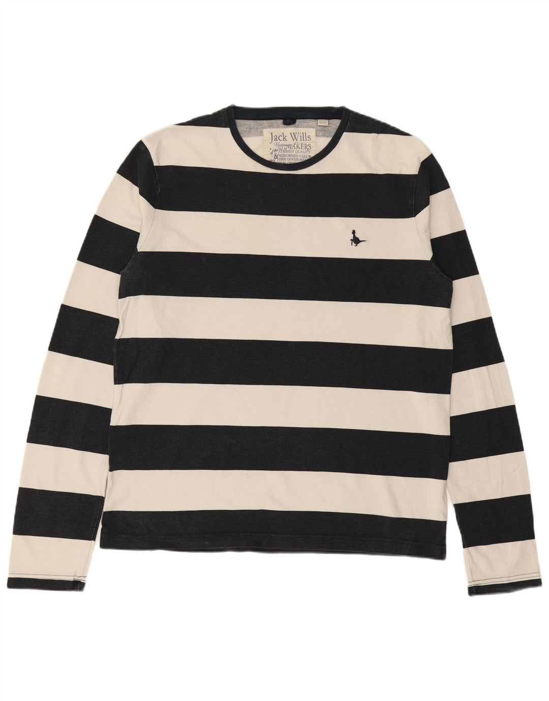 JACK WILLS Herren-Oberteil aus Baumwolle mit langen Ärmeln, mittelmarineblau, gestreift