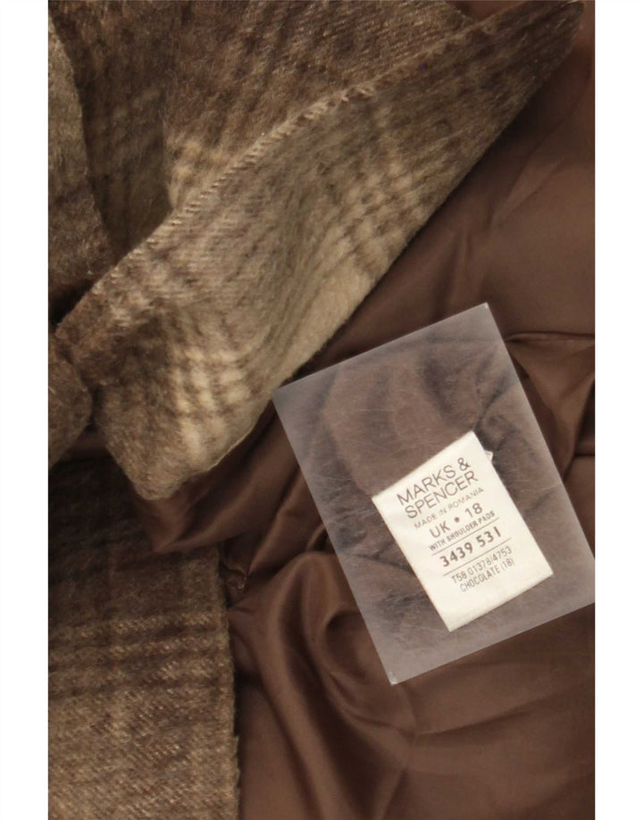 Marks & Spencer Damenmantel UK 18 XL Braun kariertes Acryl