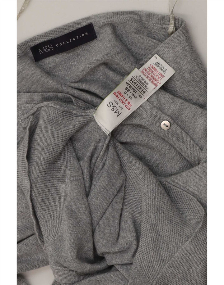 Marks & Spencer Damen-Strickjacke, Gr. 8, Größe S, grau gefleckte Viskose