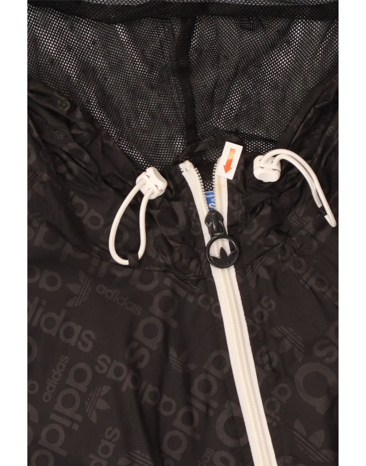 ADIDAS Herren Graphic Hooded Rain Jacket UK 38 Mittelschwarzes Polyamid
