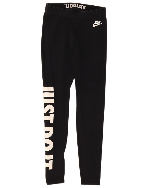 Nike Womens Graphic Leggings UK 8 Small Schwarz Baumwolle