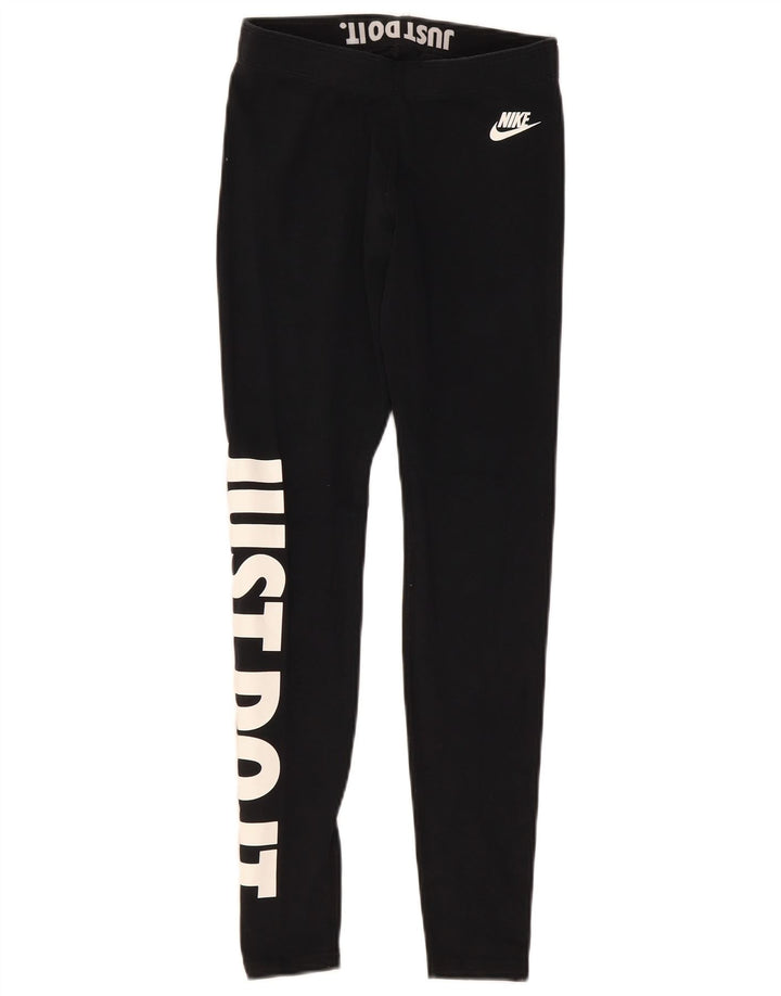Nike Womens Graphic Leggings UK 8 Small Schwarz Baumwolle
