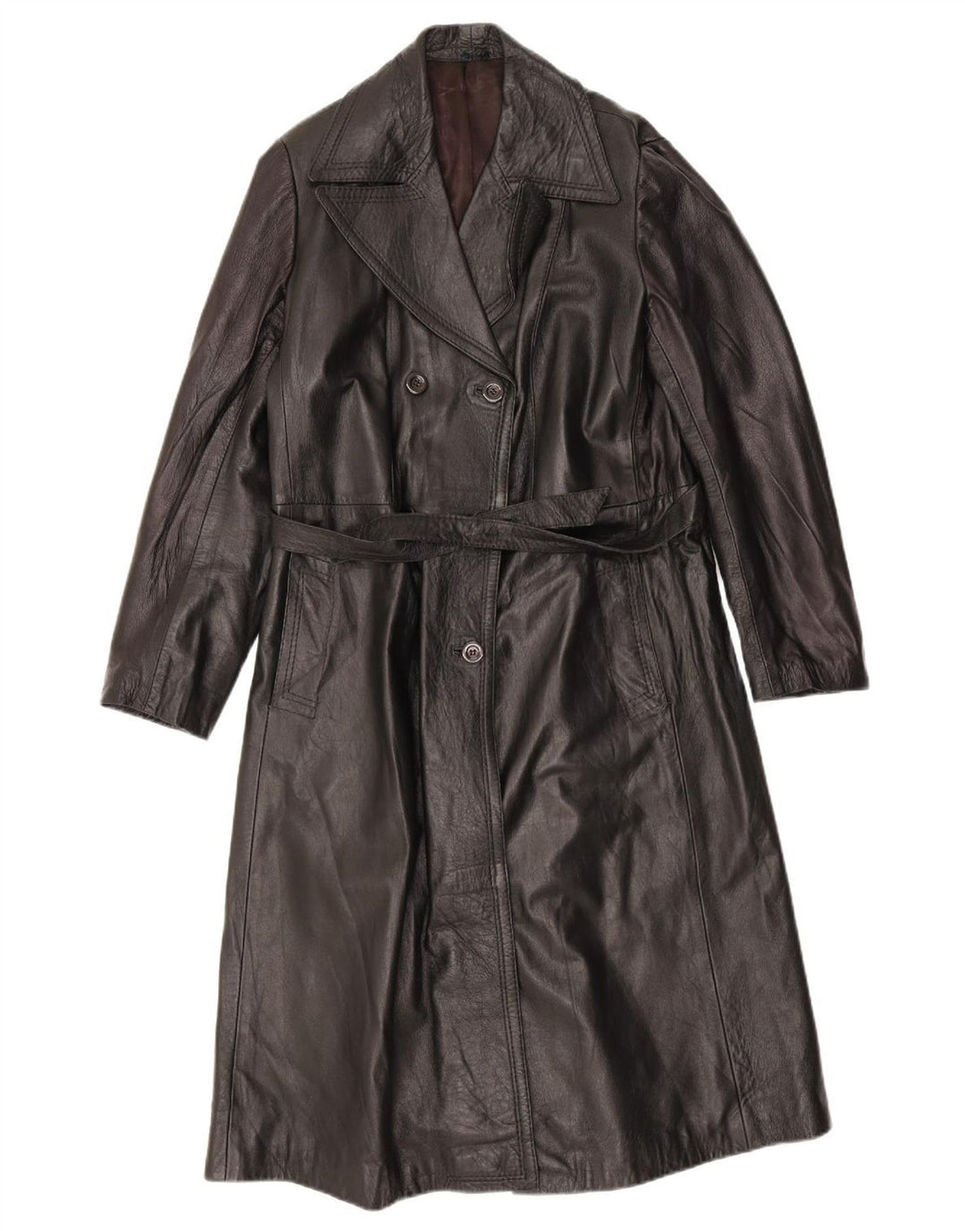 Vintage Damen Ledermantel UK 18 XL Schwarz