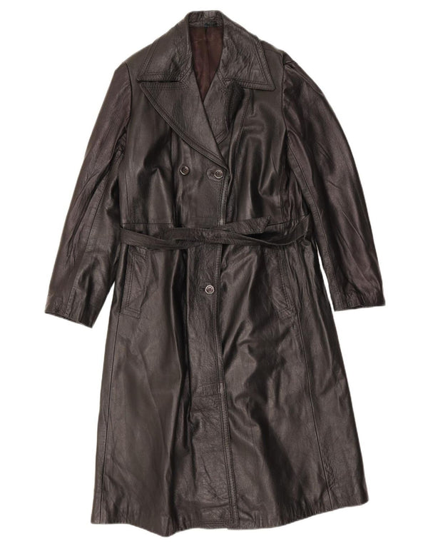 Vintage Womens Leather Coat UK 18 XL Black