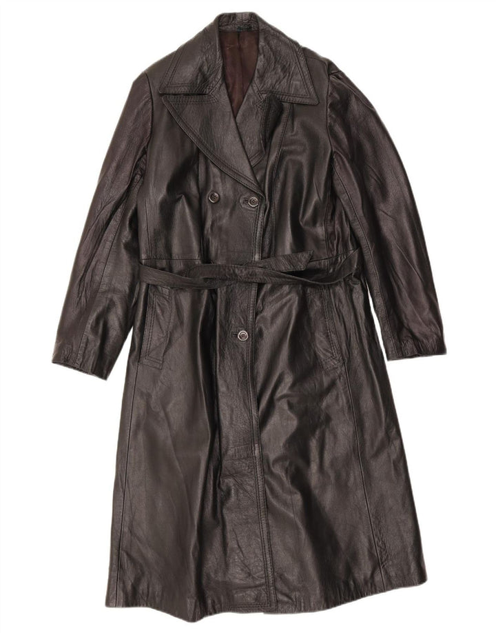 Vintage Damen Ledermantel UK 18 XL Schwarz